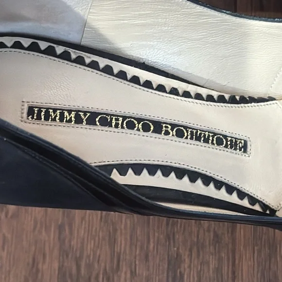 Jimmy Choo Boutique Black Suede Peep Toe Pumps Size 40.5/10.5